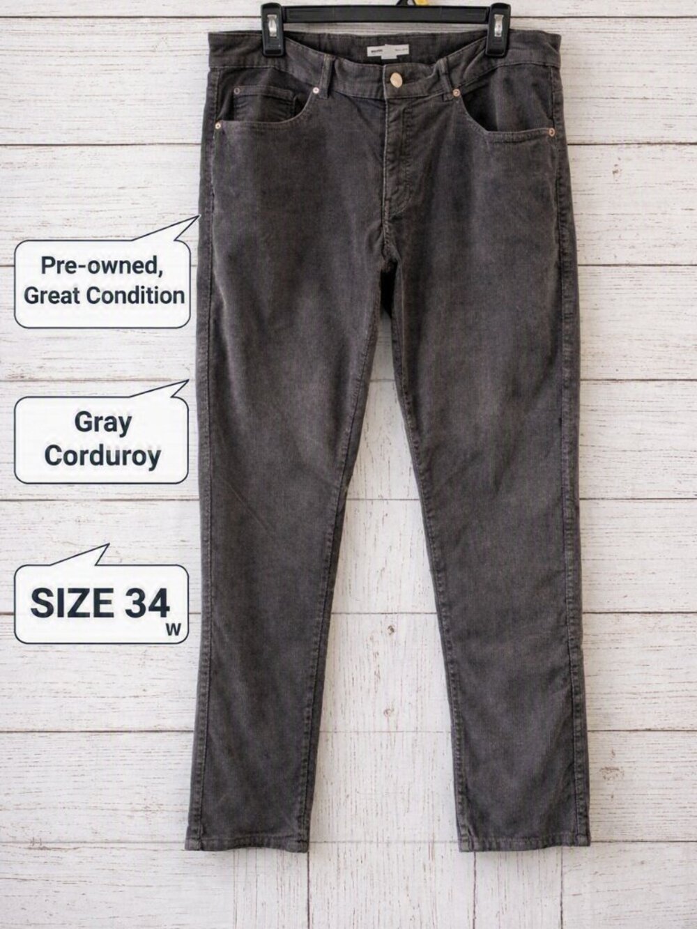 Peter Millar Gray Corduroy Pants Size 34/30